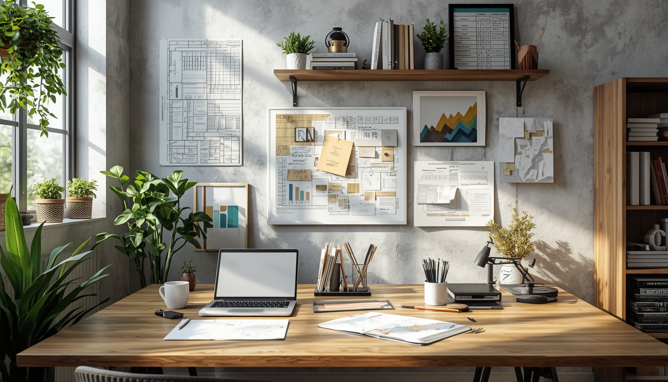 Creative workspace with planning tools and natural light